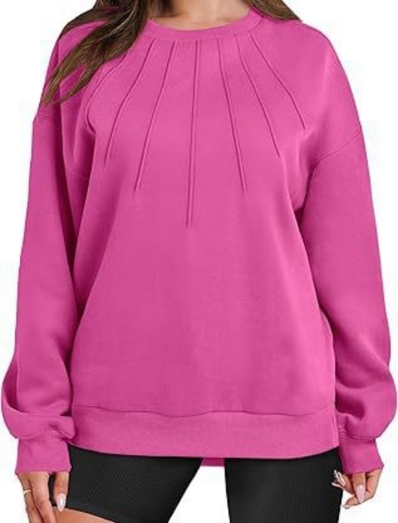 Pleated Detail Crewneck Top