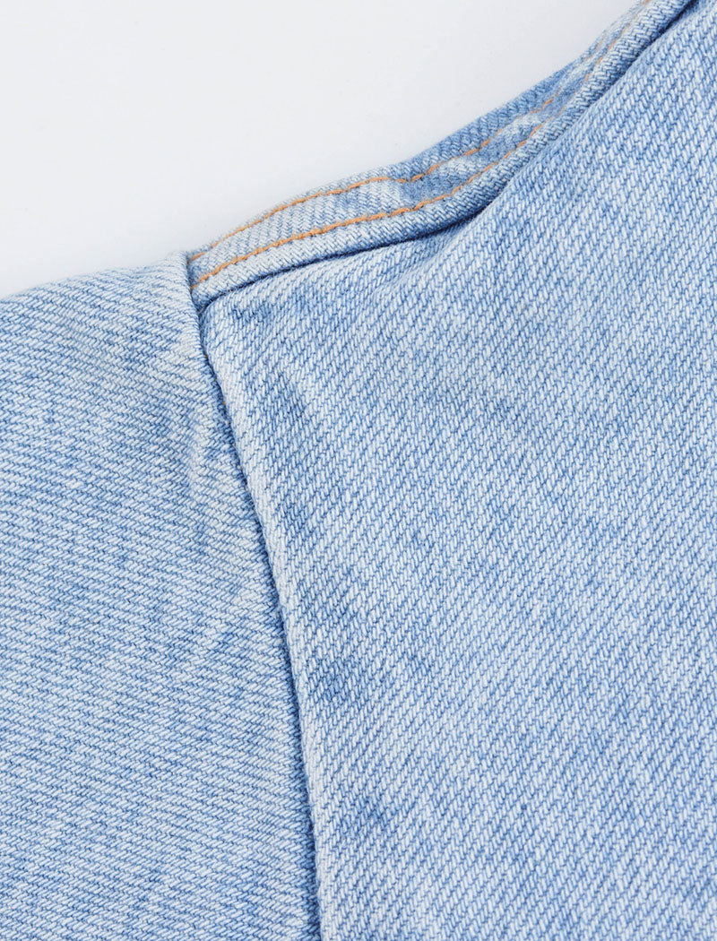 Collared Short Sleeve Denim Romper