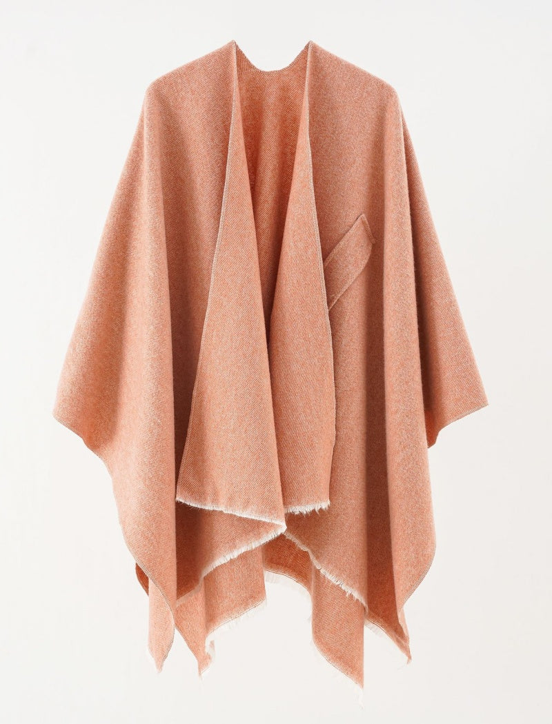 Two-Tone Oversized Shawl with Contrast Trim