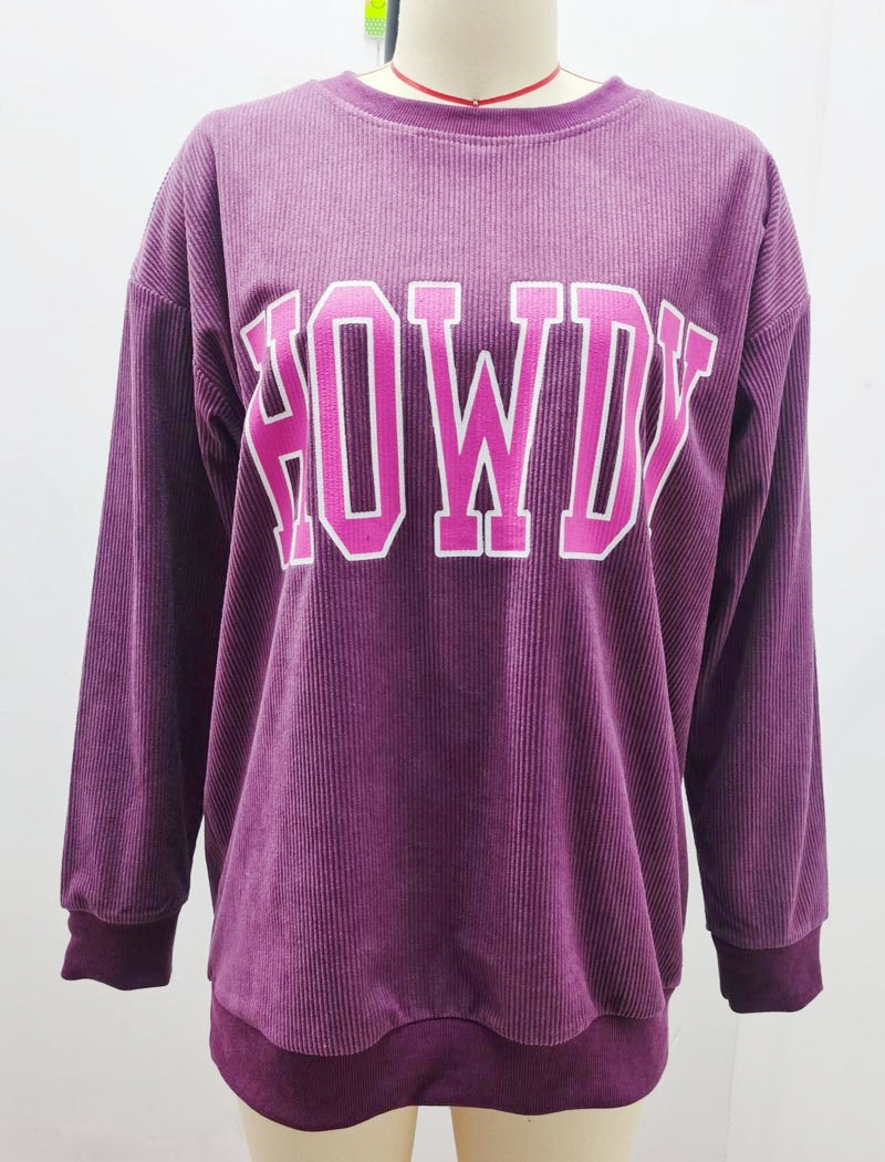 Oversized &quot;Howdy&quot; Graphic Sweater