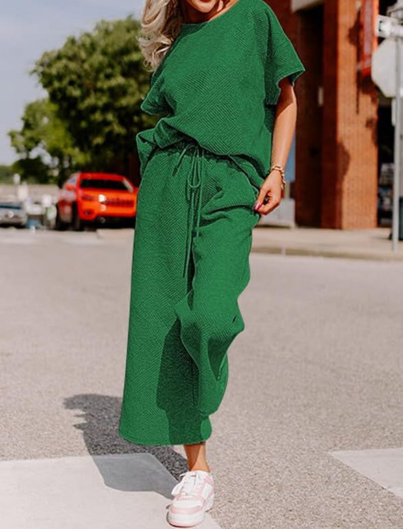 Relaxed Two-Piece Drawstring Pants Set