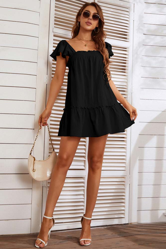 Ruffle Sleeve Tiered Mini Dress