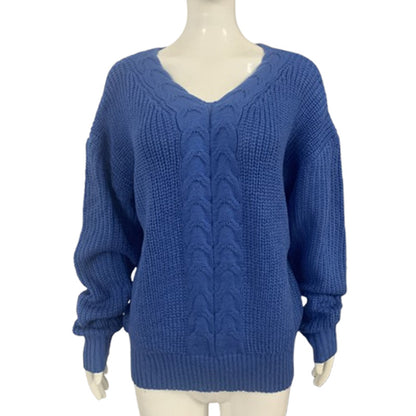 V-Neck Cable Knit Relaxed Sweater