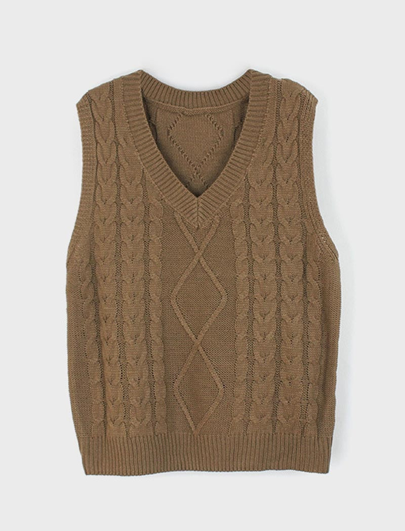 Chunky Knit V-Neck Sweater Vest