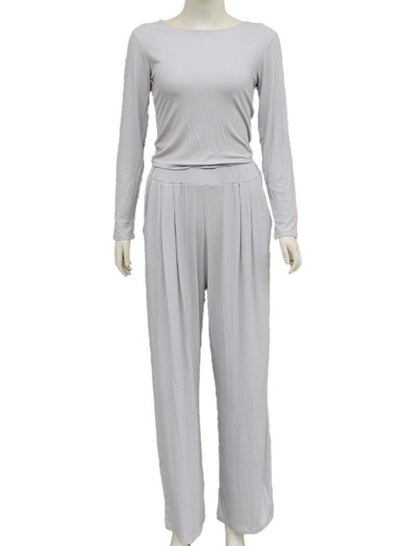 Ribbed Wide-Leg Lounge Set