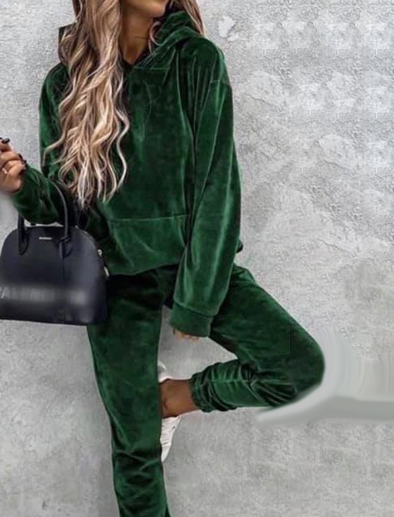 Velour Hoodie and Jogger Lounge Set