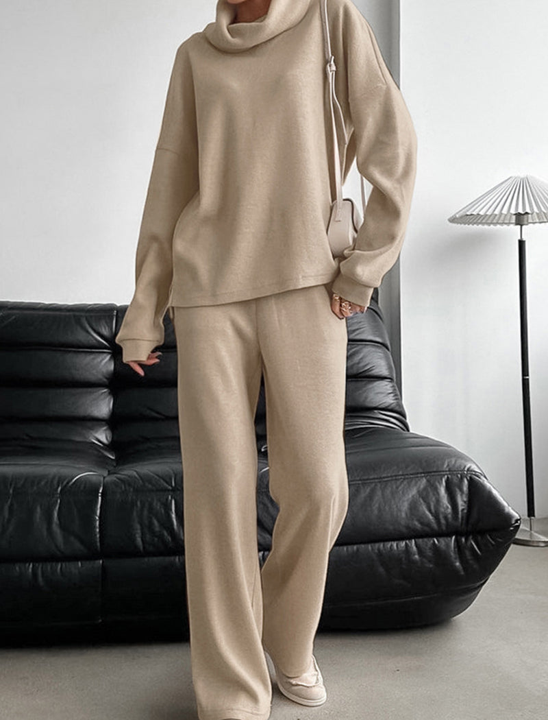 Long-Sleeve High-Neck Casual Set