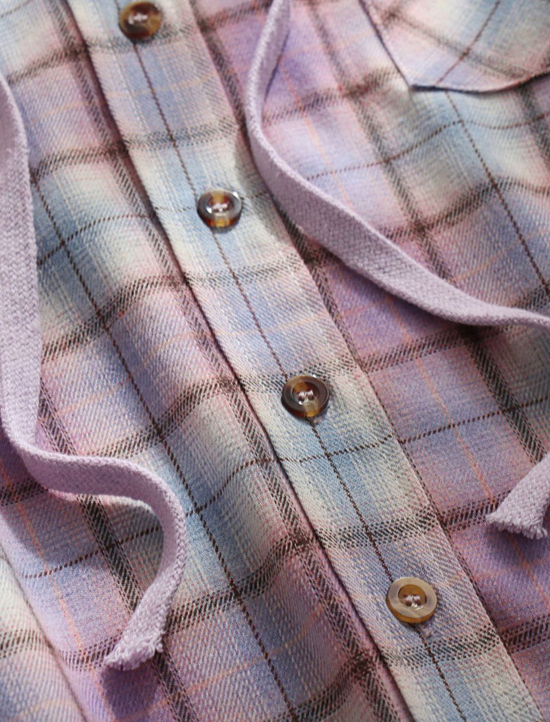 Hooded Plaid Button-Up Shirt