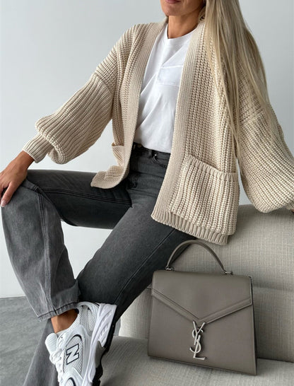 Oversized Knit Open Front Cardigan