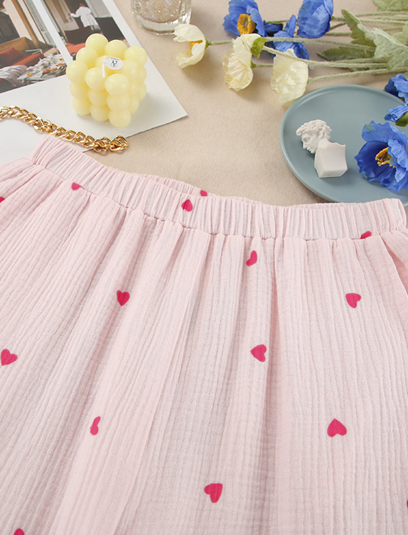 Heart Print Long Sleeve Pajama Set