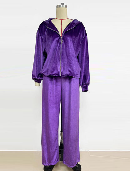 Hooded Belted Lounge Set with Wide Pants