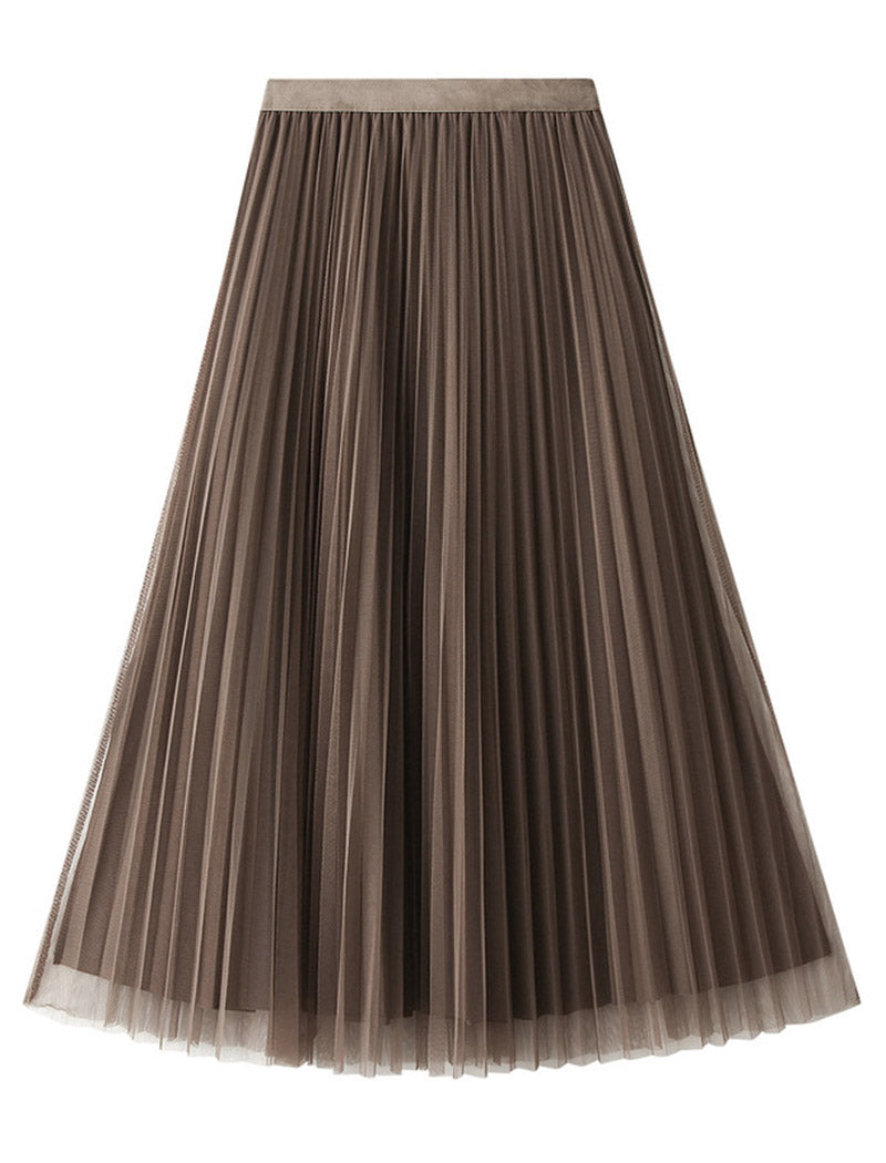 Pleated Midi Skirt with Layered Hem