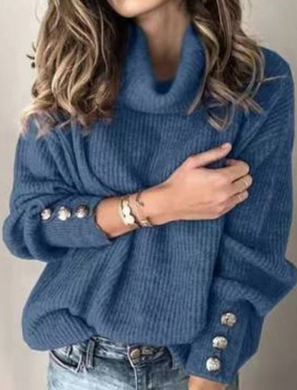 Oversized Button Turtleneck Sweater