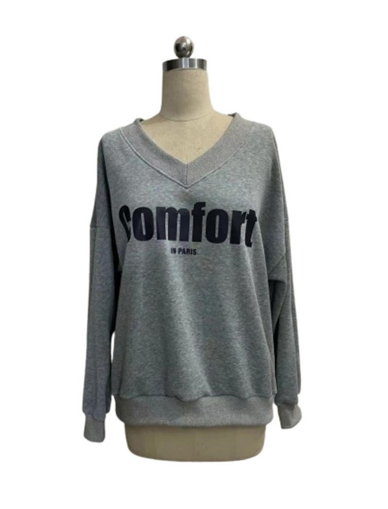 V-Neck Comfort Print Pullover