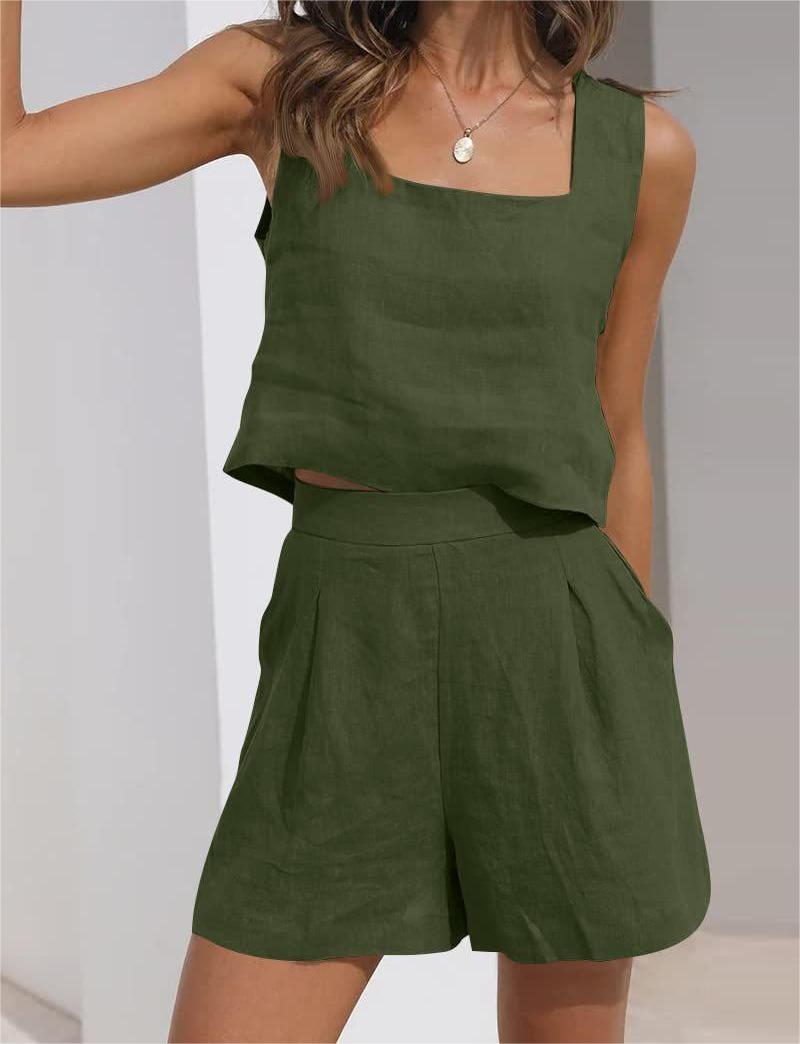 Sleeveless Top and High-Waist Shorts Set