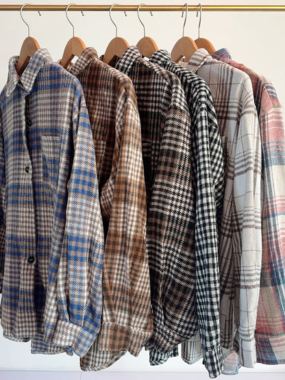 Plaid Curved-Hem Button-Up Shirt