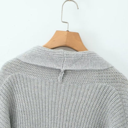 Open Front Ribbed Knit Cardigan