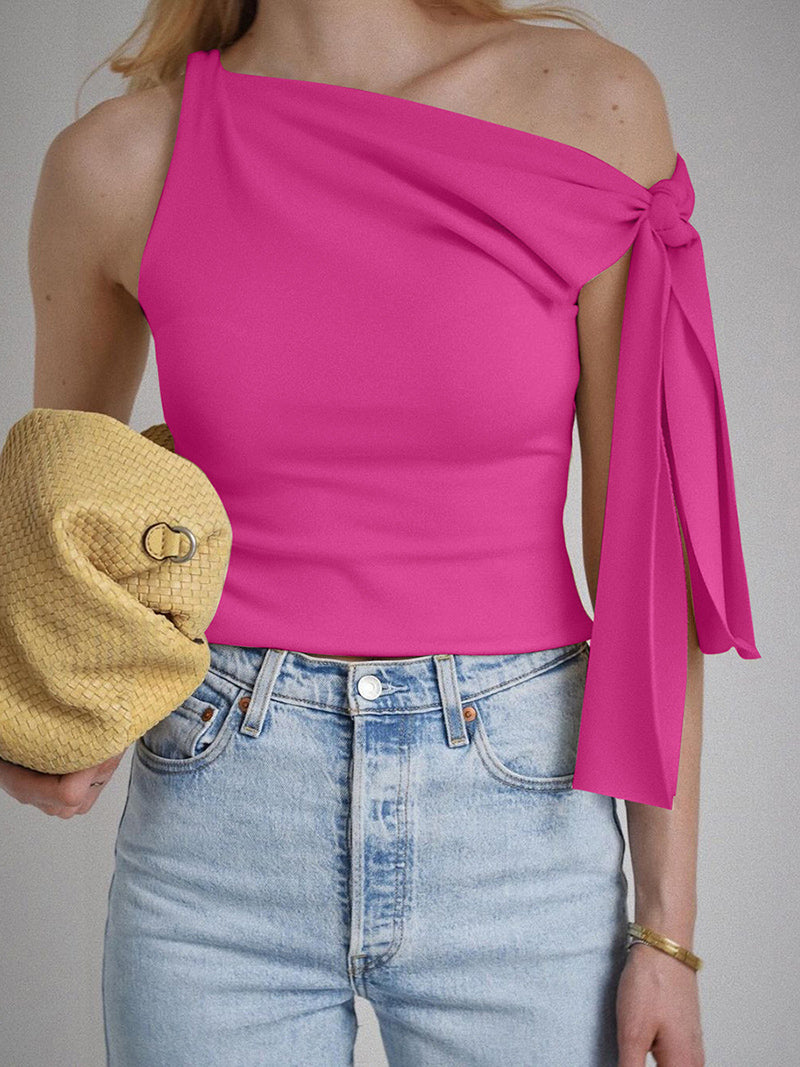 One Shoulder Knotted Top