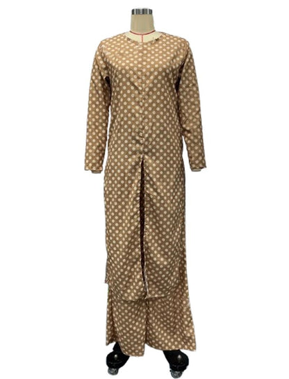 Crewneck Long Sleeve Split Polka Dot Pants Set