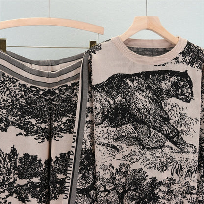 Printed Sweater and Pants Set