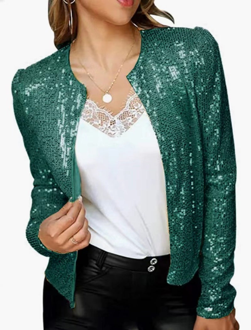 Sequin Embellished Open Jacket