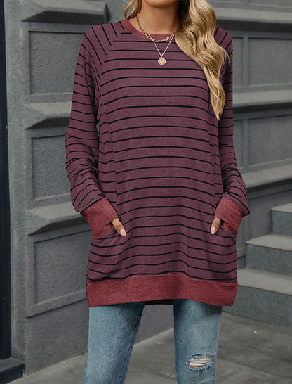 Striped Loose Fit Tunic Sweater