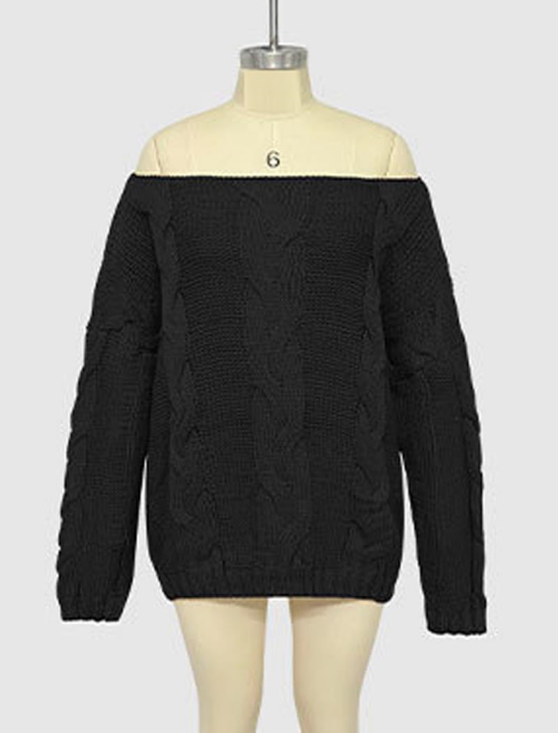 Off-Shoulder Knit Oversized Sweater