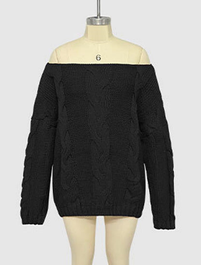 Off-Shoulder Knit Oversized Sweater