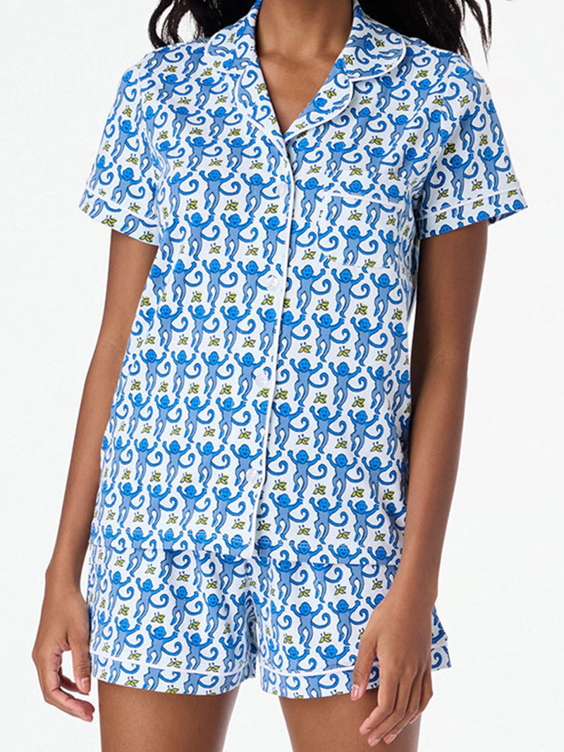 Monkey Print Shirt and Shorts Set