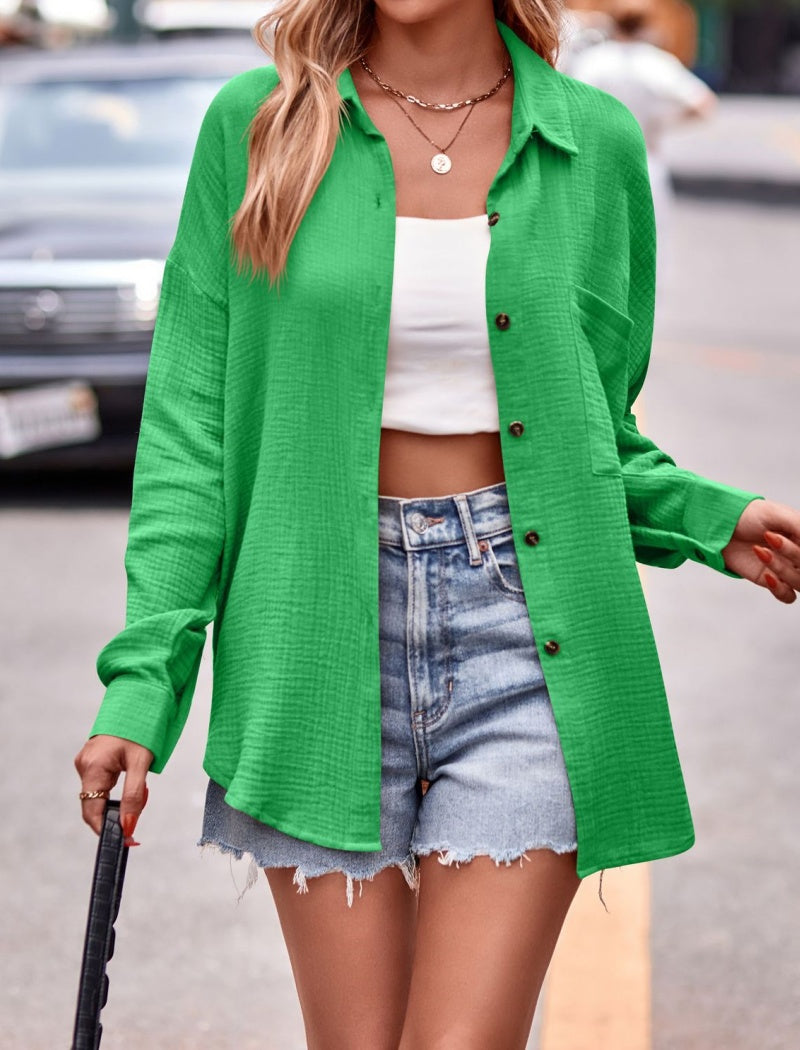 Button-Up Oversized Shirt with Layering Effect