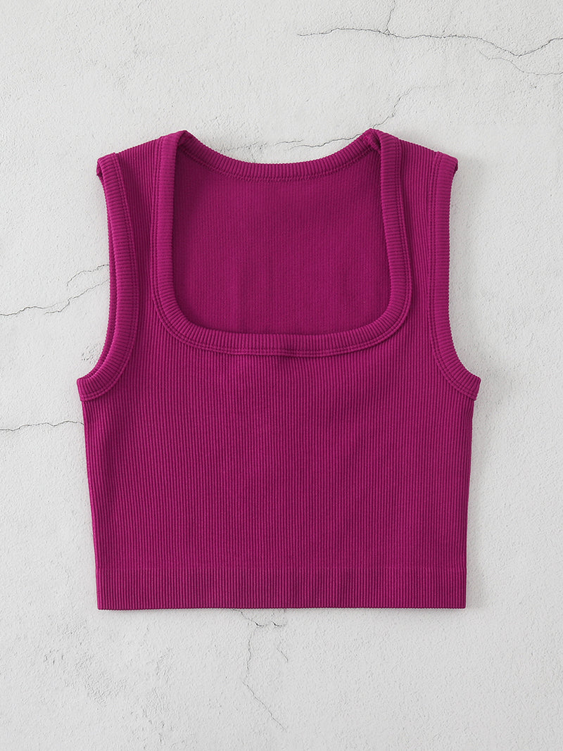 Ribbed Square-Neck Crop Top