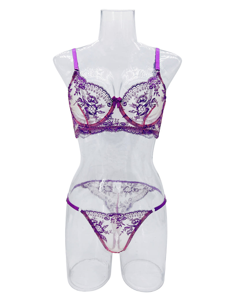 Floral Mesh Lingerie Set
