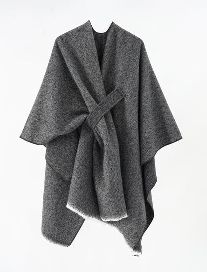 Two-Tone Oversized Shawl with Contrast Trim