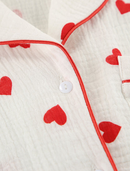 Heart Print Long Sleeve Three-Piece Set