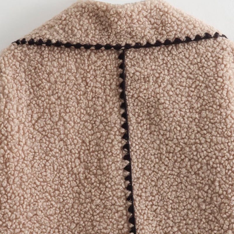 Textured Fleece Open Jacket