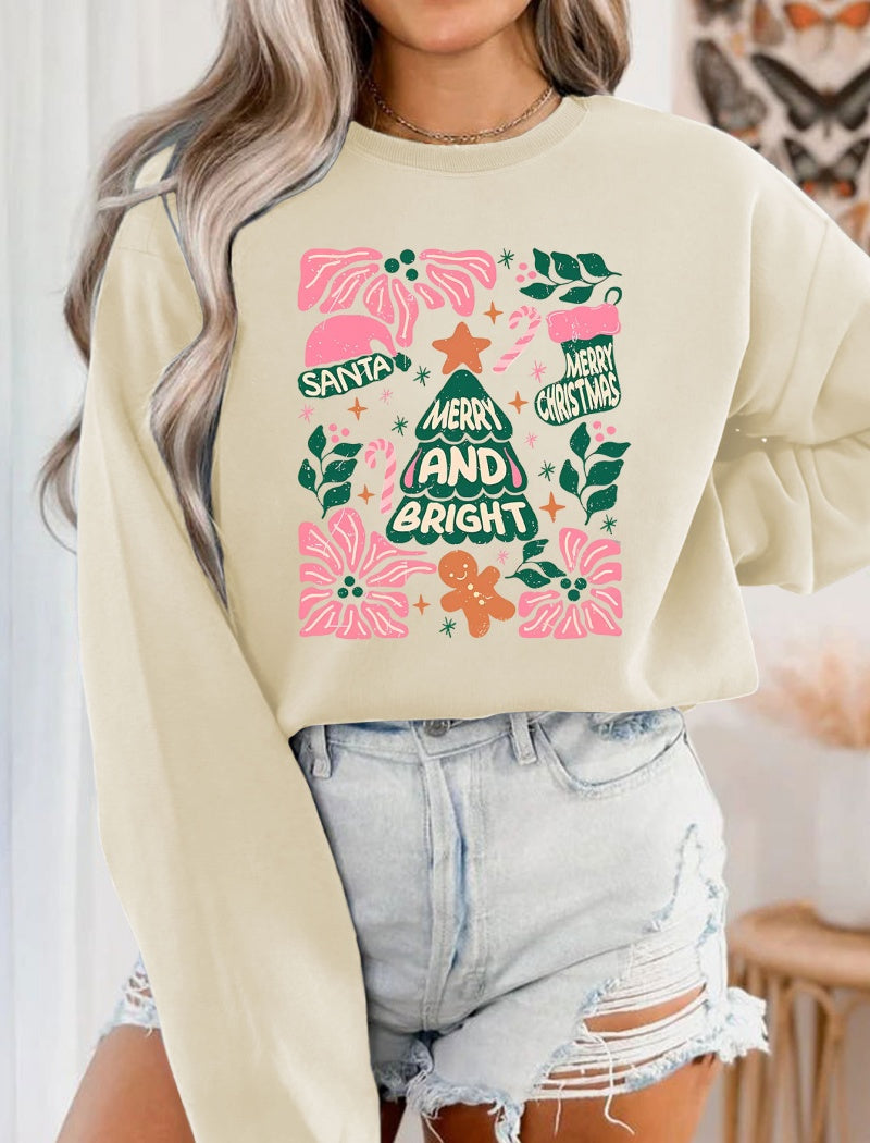 Vintage Print Crew Neck Long Sleeve Top