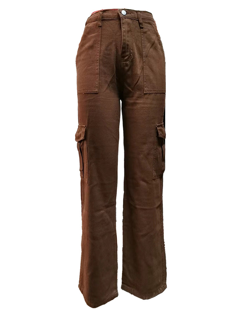 Denim Semi-Elastic Cargo Pants