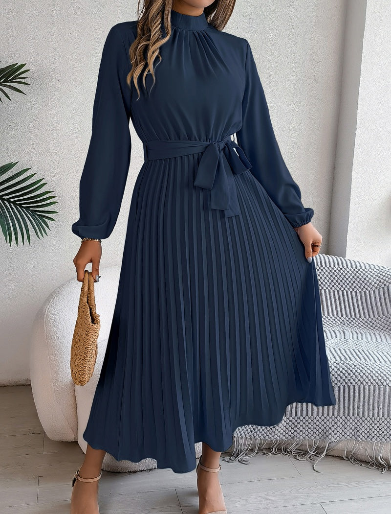 Pleated Dress with Tie Waist