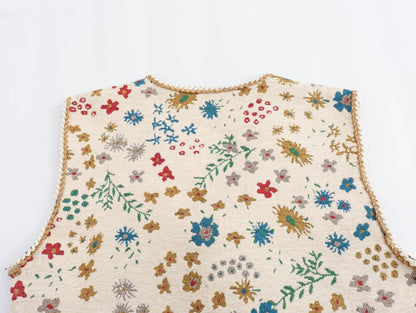 Cropped Floral Tie-Front Vest