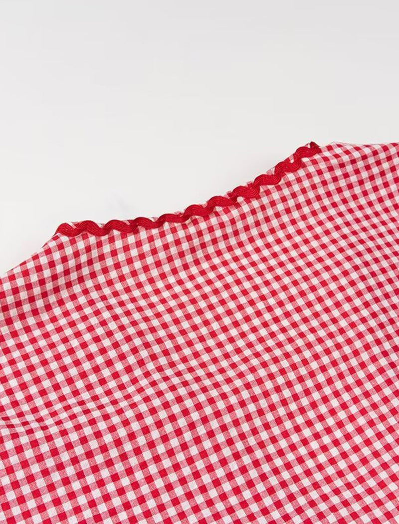 Heart Pocket Checkered Loose Long Sleeve Shirt