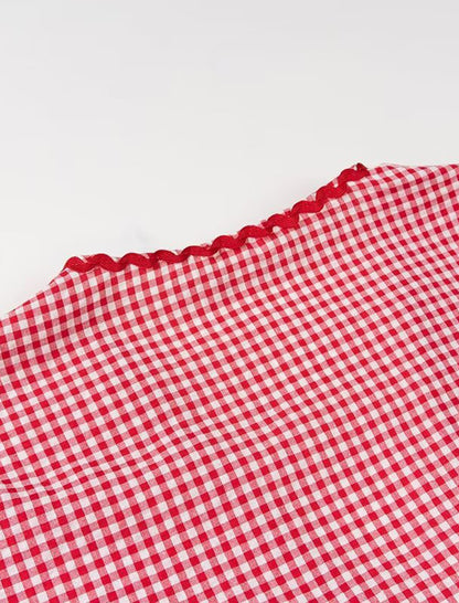 Heart Pocket Checkered Loose Long Sleeve Shirt