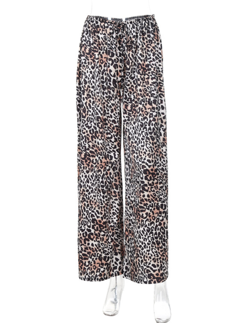 Wide-Leg Leopard Print Trousers