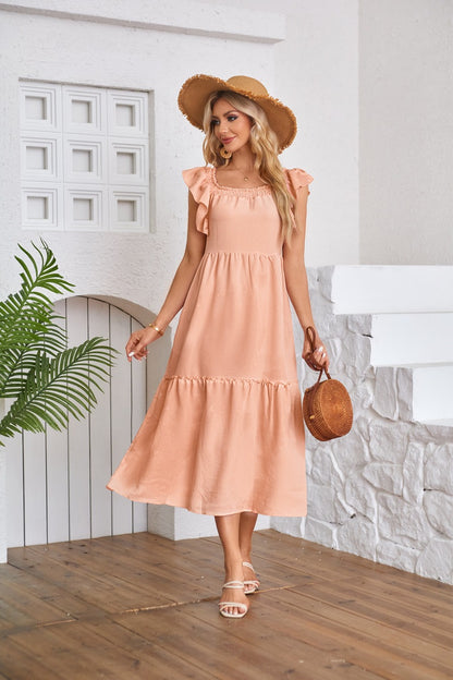 Eyelet Flare Sleeve Mini Dress