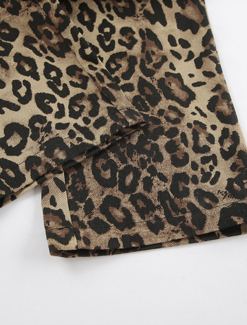 Leopard Print Straight-Leg Pants