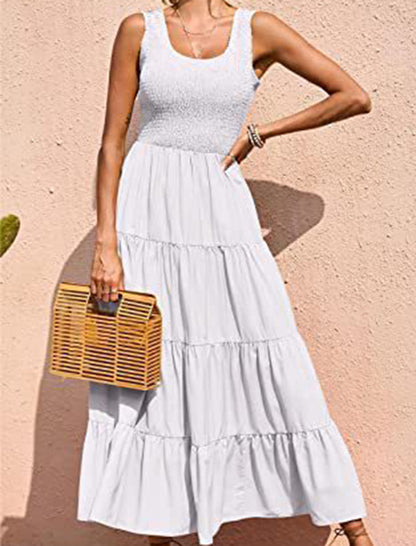 Sleeveless Crochet Tiered Maxi Dress