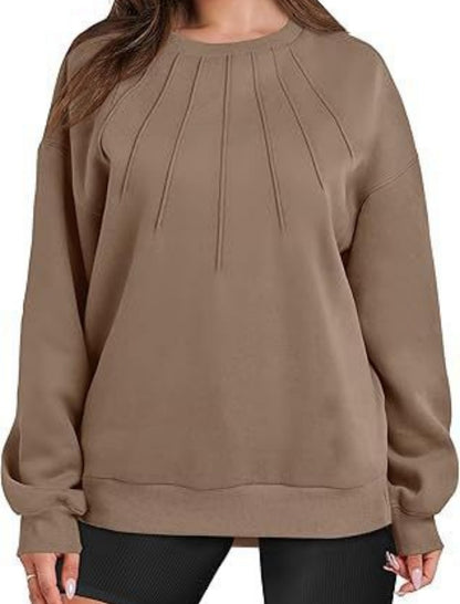 Pleated Detail Crewneck Top