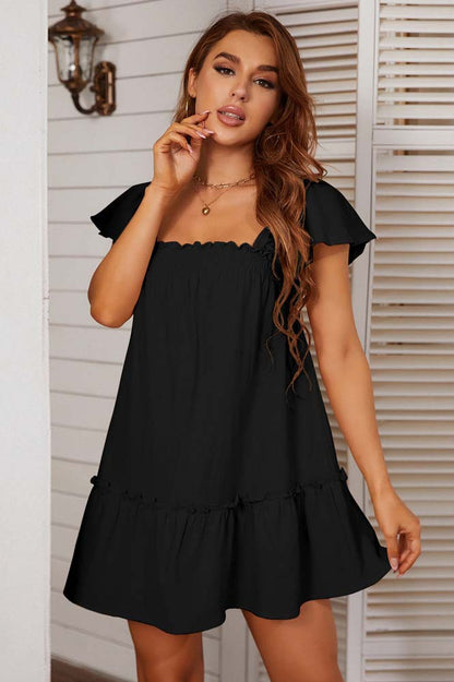 Ruffle Sleeve Tiered Mini Dress