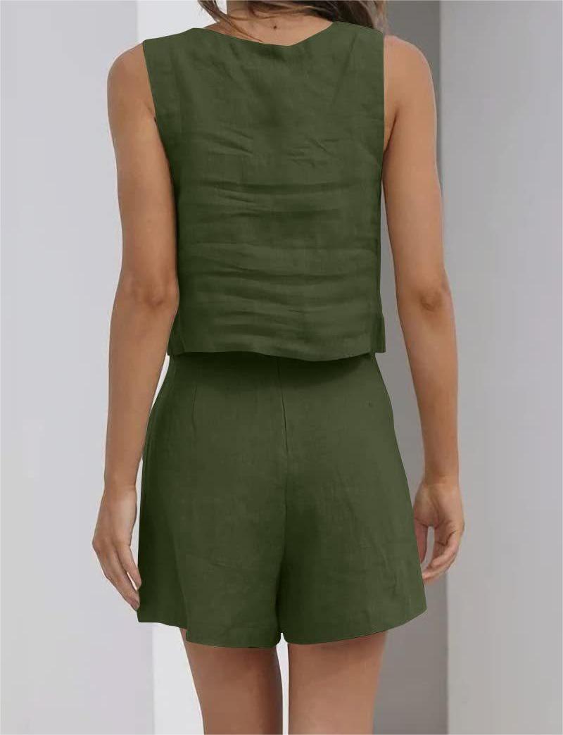 Sleeveless Top and High-Waist Shorts Set