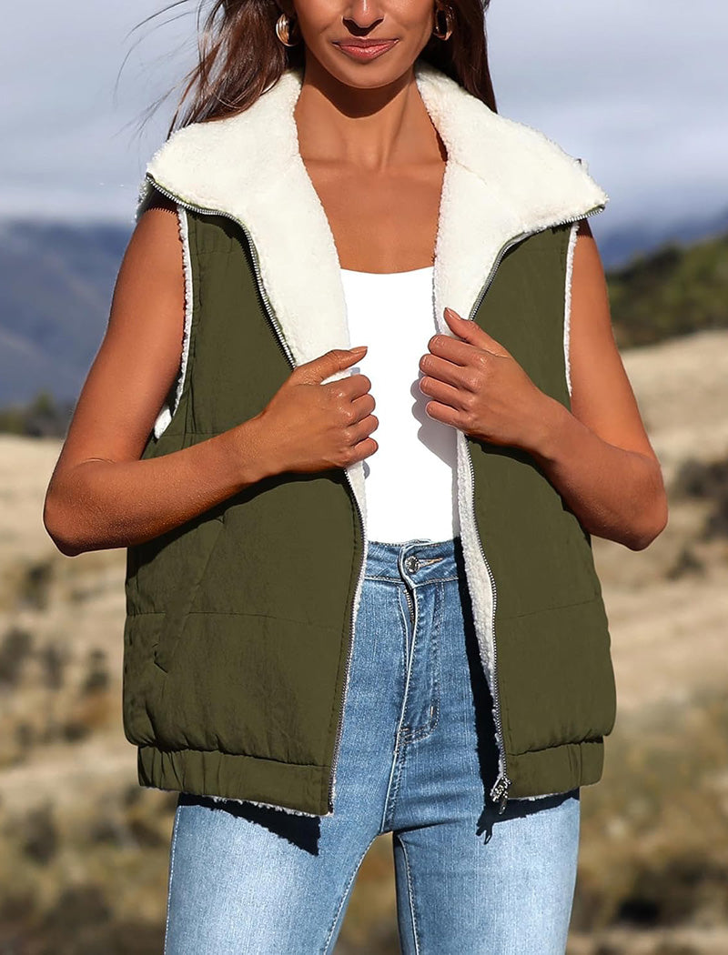 Reversible Zip-Up Quilted Vest