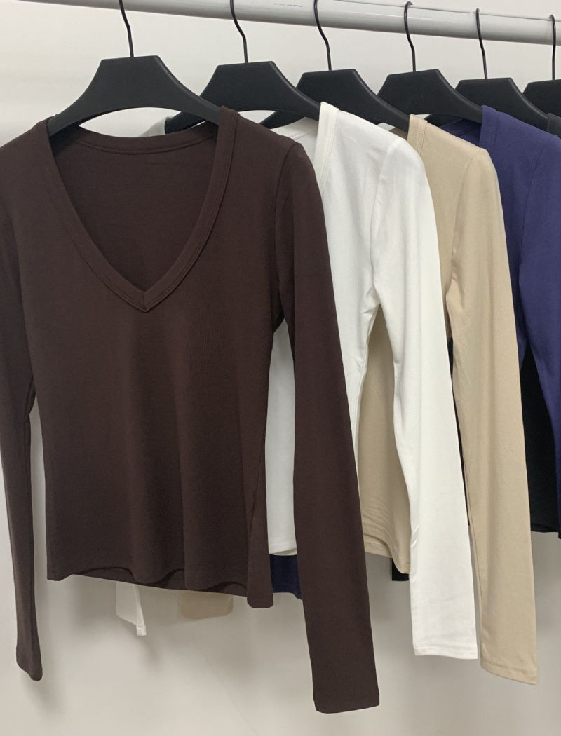 Fitted Long Sleeve V-neck Top